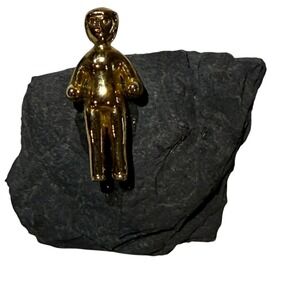 Vintage Gold Tone Figurine Brooch Woman Figure Pin Cute Charm Jewelry Gift